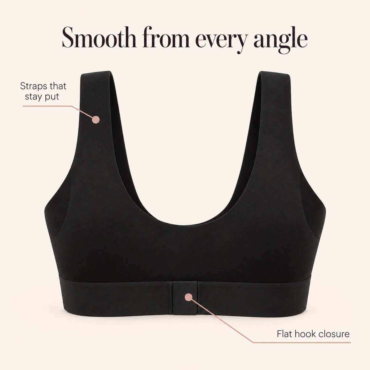 Back view of the Suavine Comfort Bra with flat hook closure