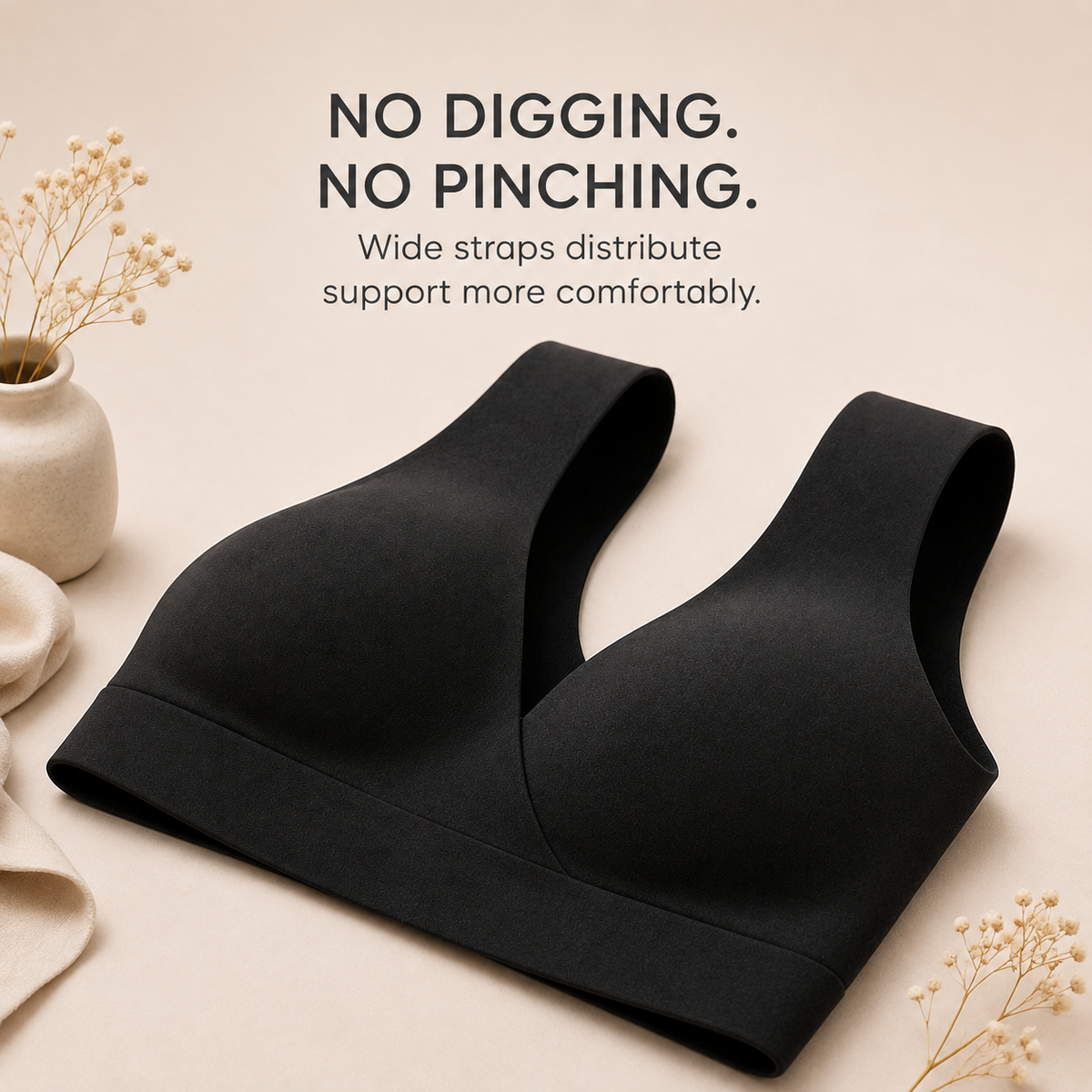 Suavine wide straps designed for comfortable support