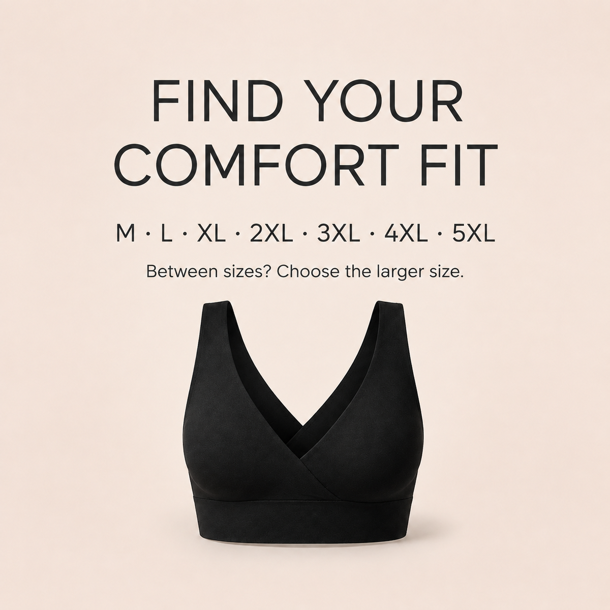 Suavine Comfort Premium Bra sizing guidance M to 5XL
