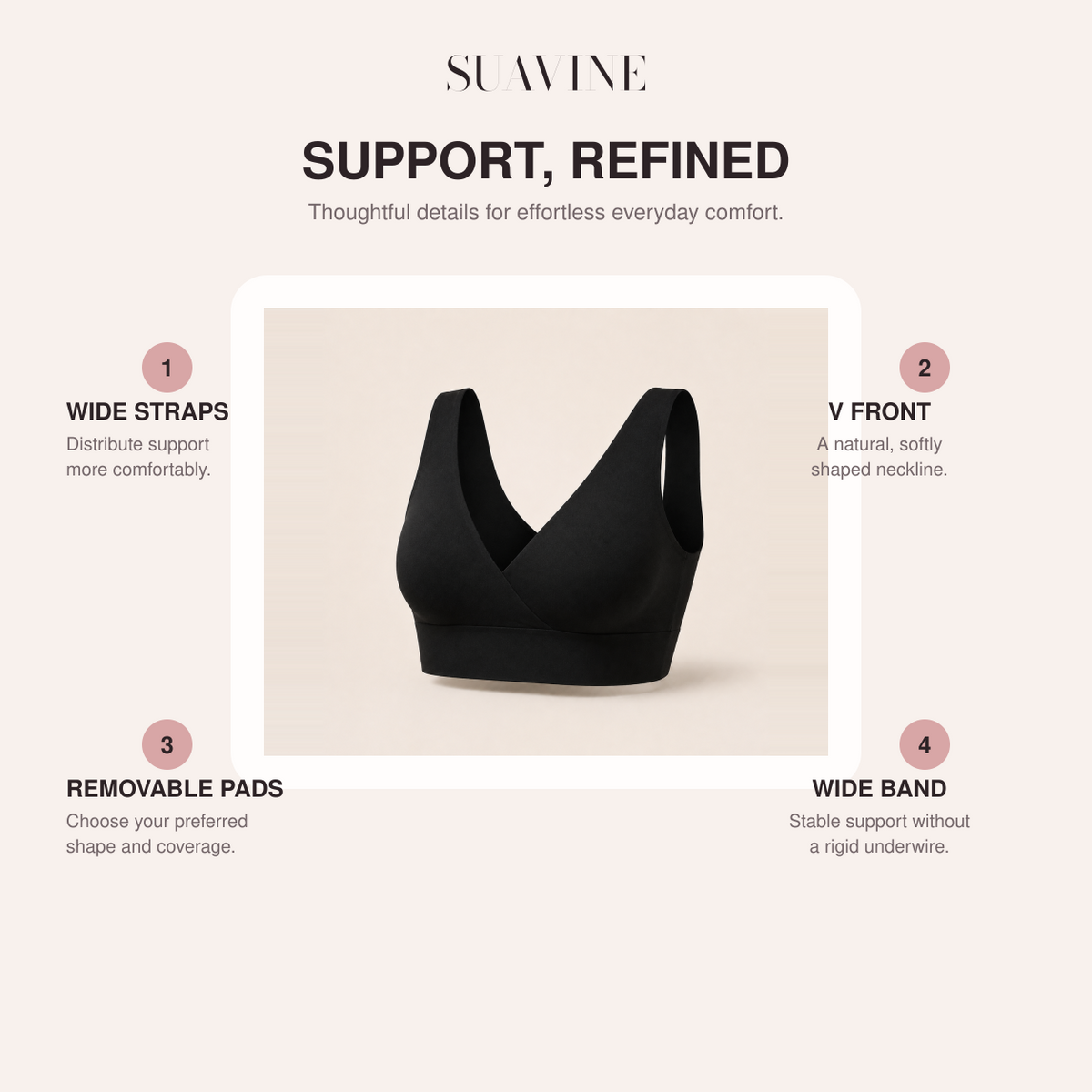 Suavine Comfort Premium Bra support details and features