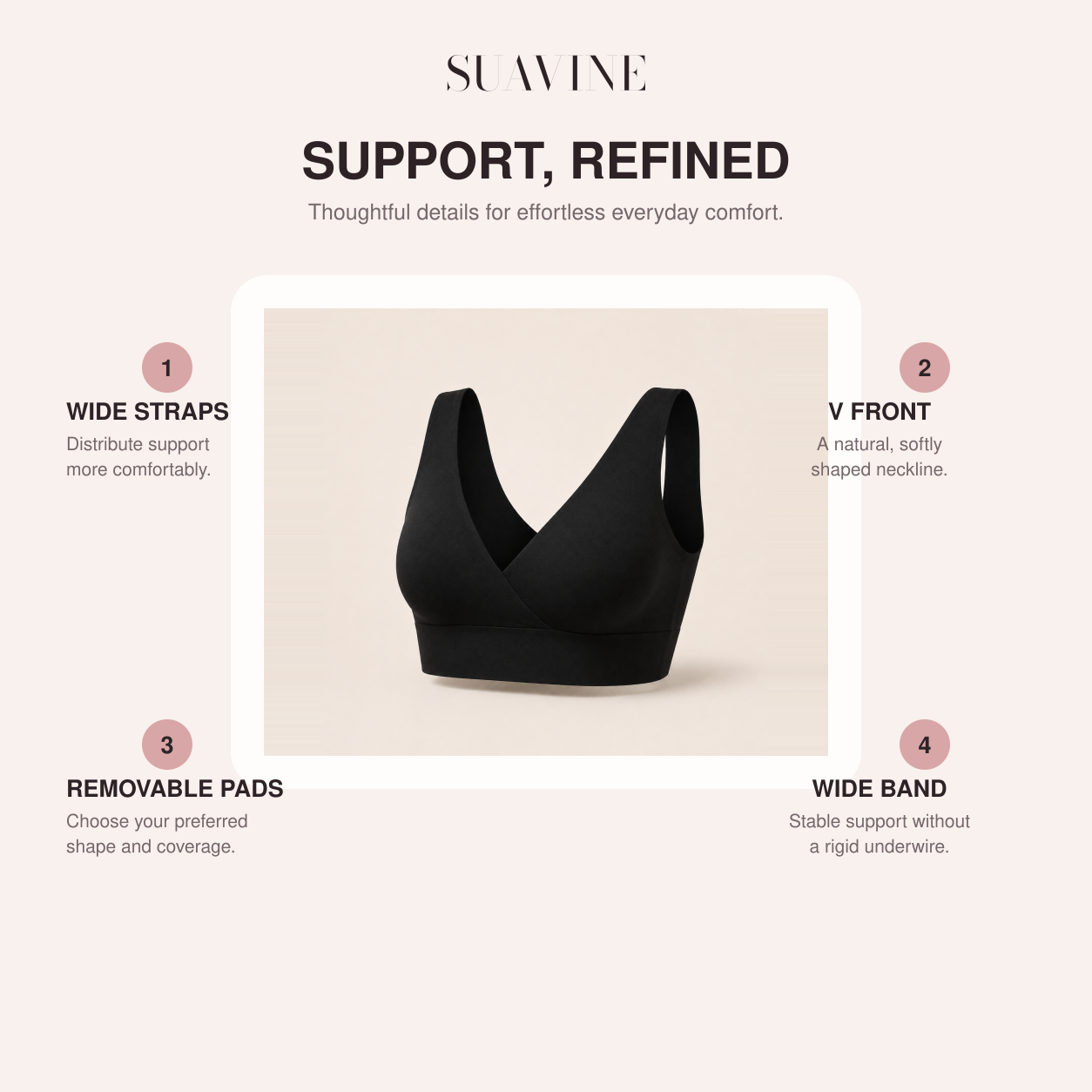 Suavine Comfort Premium Bra support details and features