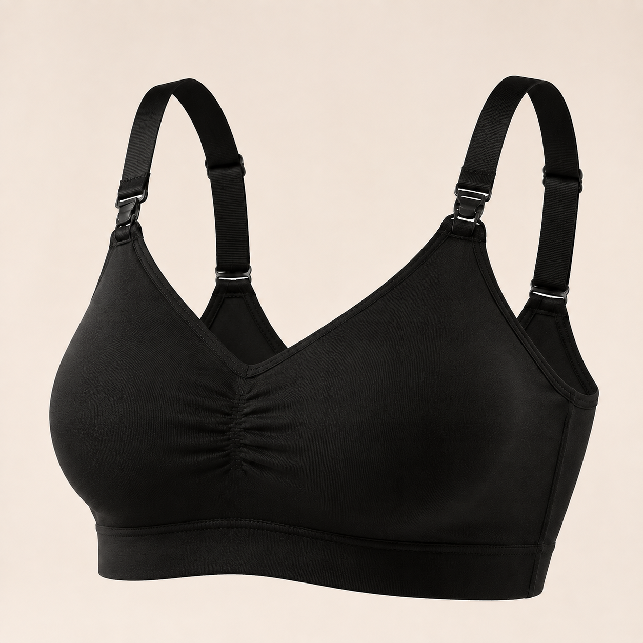 Suavine Nursing Bra in black, front view